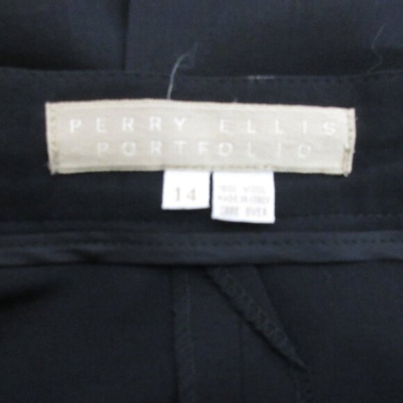 Perry Ellis Portfolio Skirt Womens Size 14 Black Pencil Straight 100% Wool Italy - Picture 3 of 10